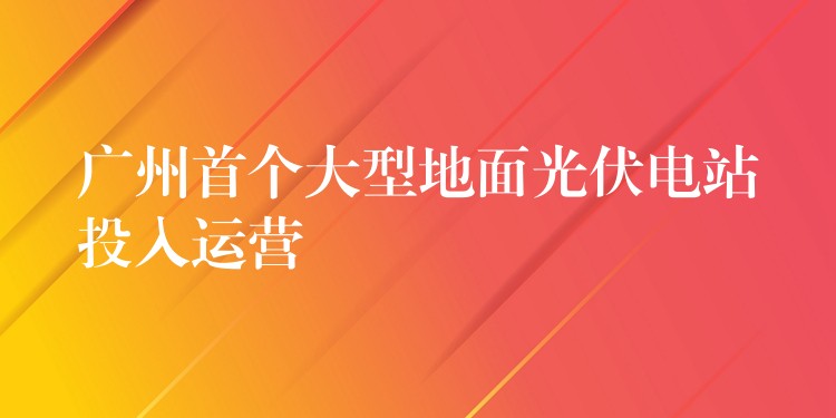 广州首个大型地面光伏电站投入运营