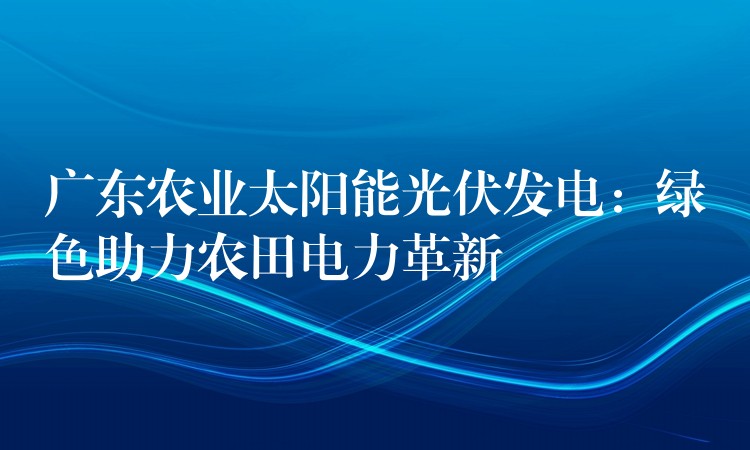 广东农业太阳能光伏发电：绿色助力农田电力革新