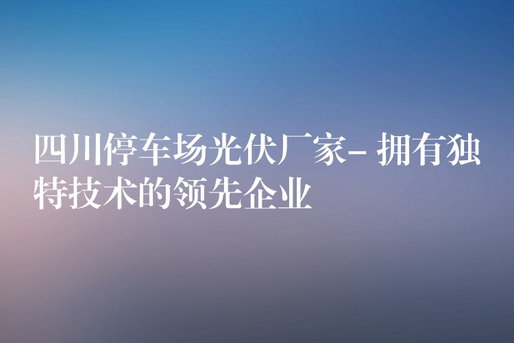 四川停车场光伏厂家- 拥有独特技术的领先企业