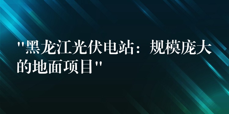 “黑龙江光伏电站：规模庞大的地面项目”